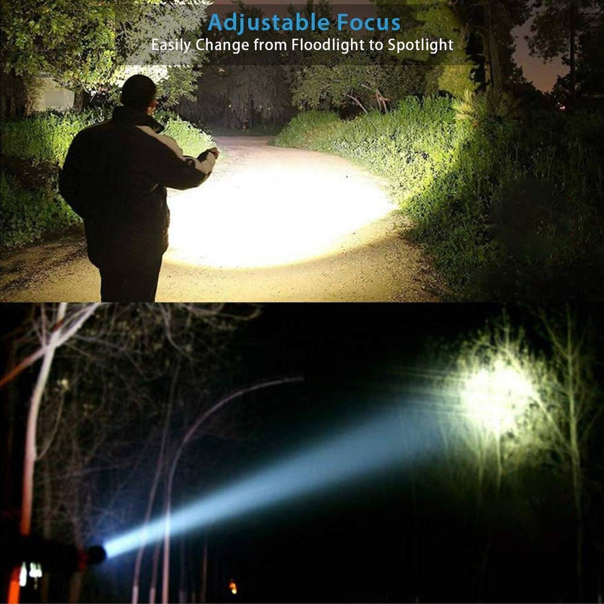 Rechargeable LED Flashlight with Magnetic Base & COB Sidelight – Super Bright, Waterproof, Zoomable