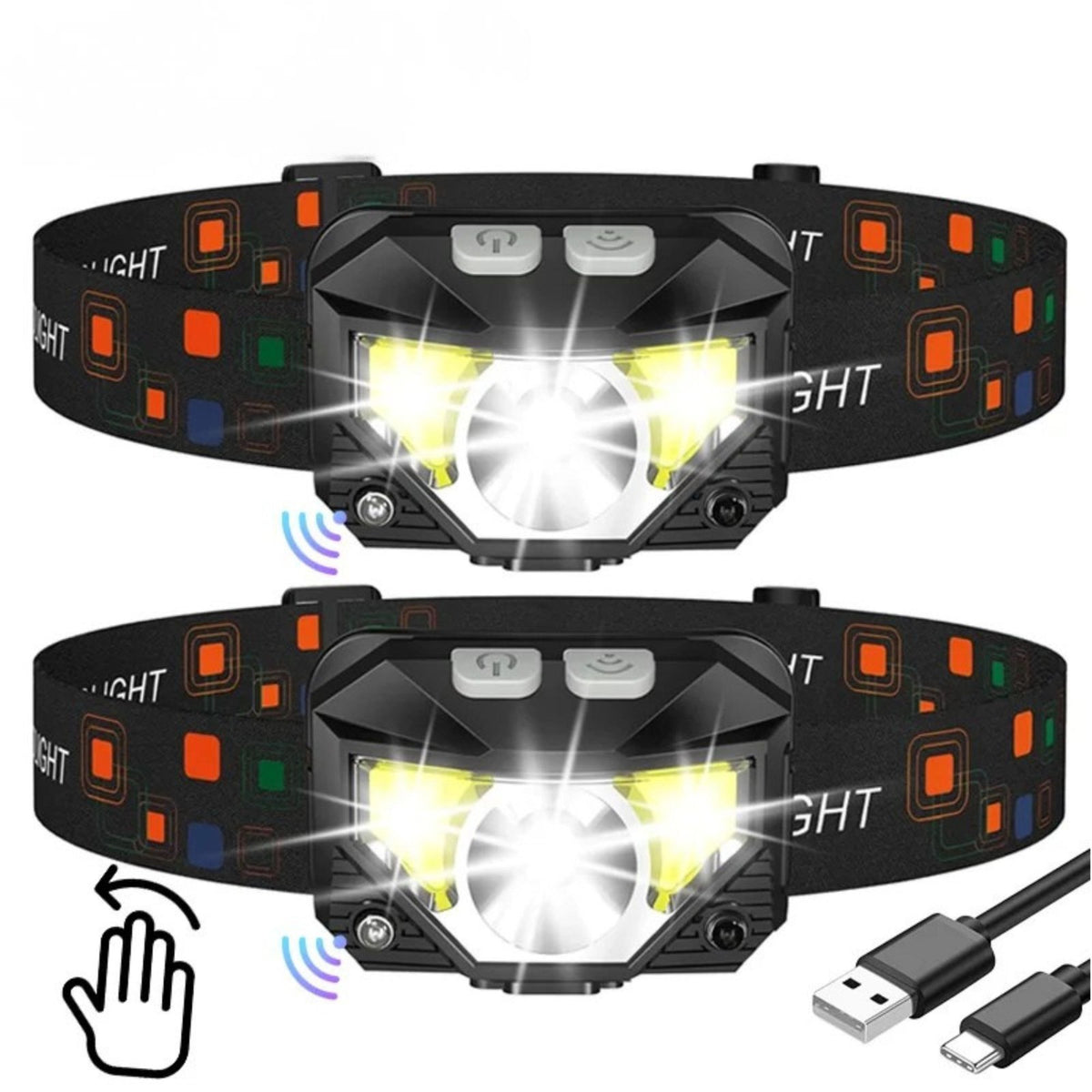 Rechargeable LED Headlamp with Bright White & Red Light for Outdoor Camping Hiking
