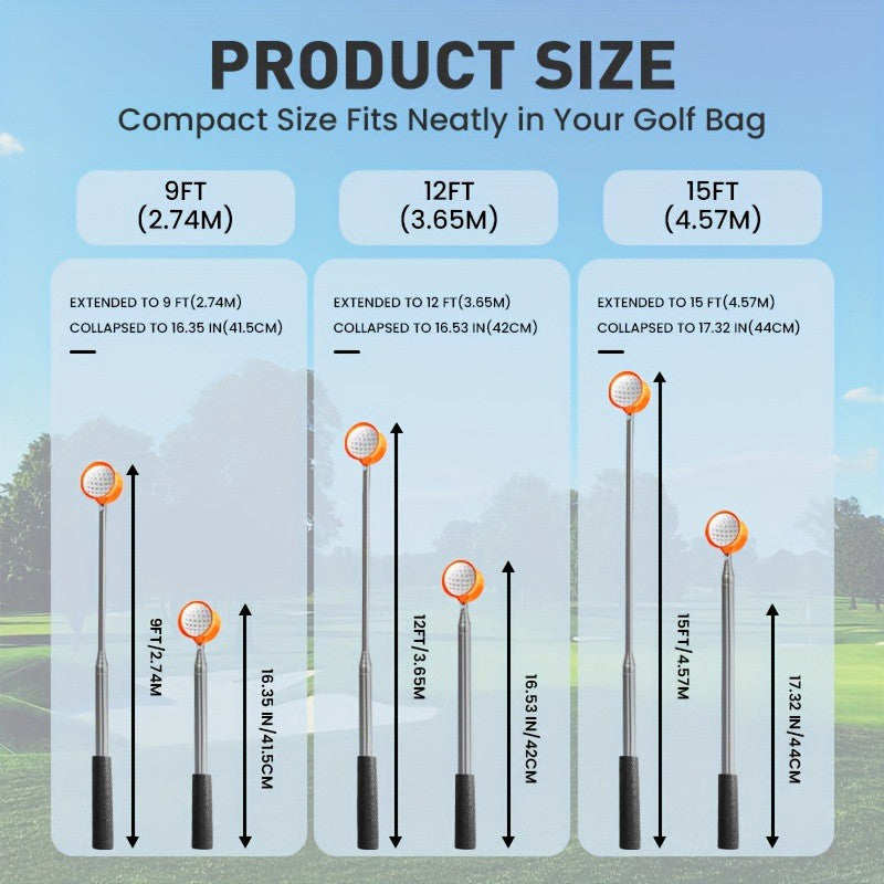 Telescopic Golf Ball Retriever 9ft 12ft Aluminum Alloy Telescoping Pole