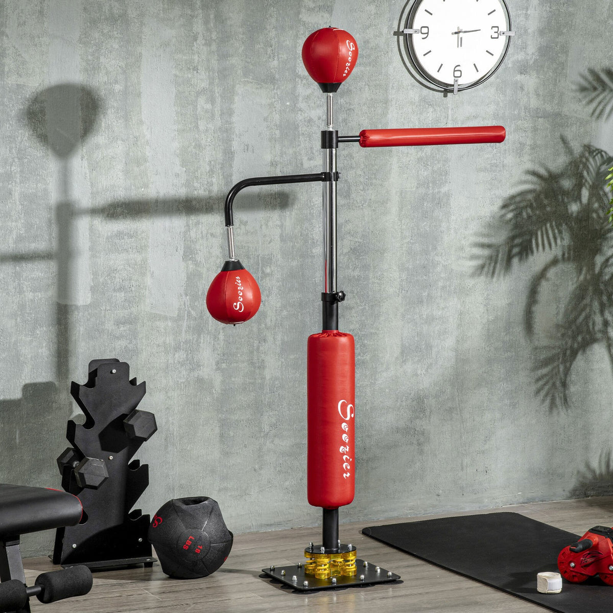 Freestanding Boxing Punching Bag with Reflex Bar Speed Balls Adjustable Stand