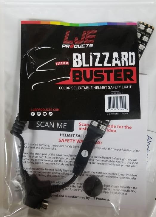 Snowmobile Helmet LED Safety Light with 12 Color Options - Blizzard Buster