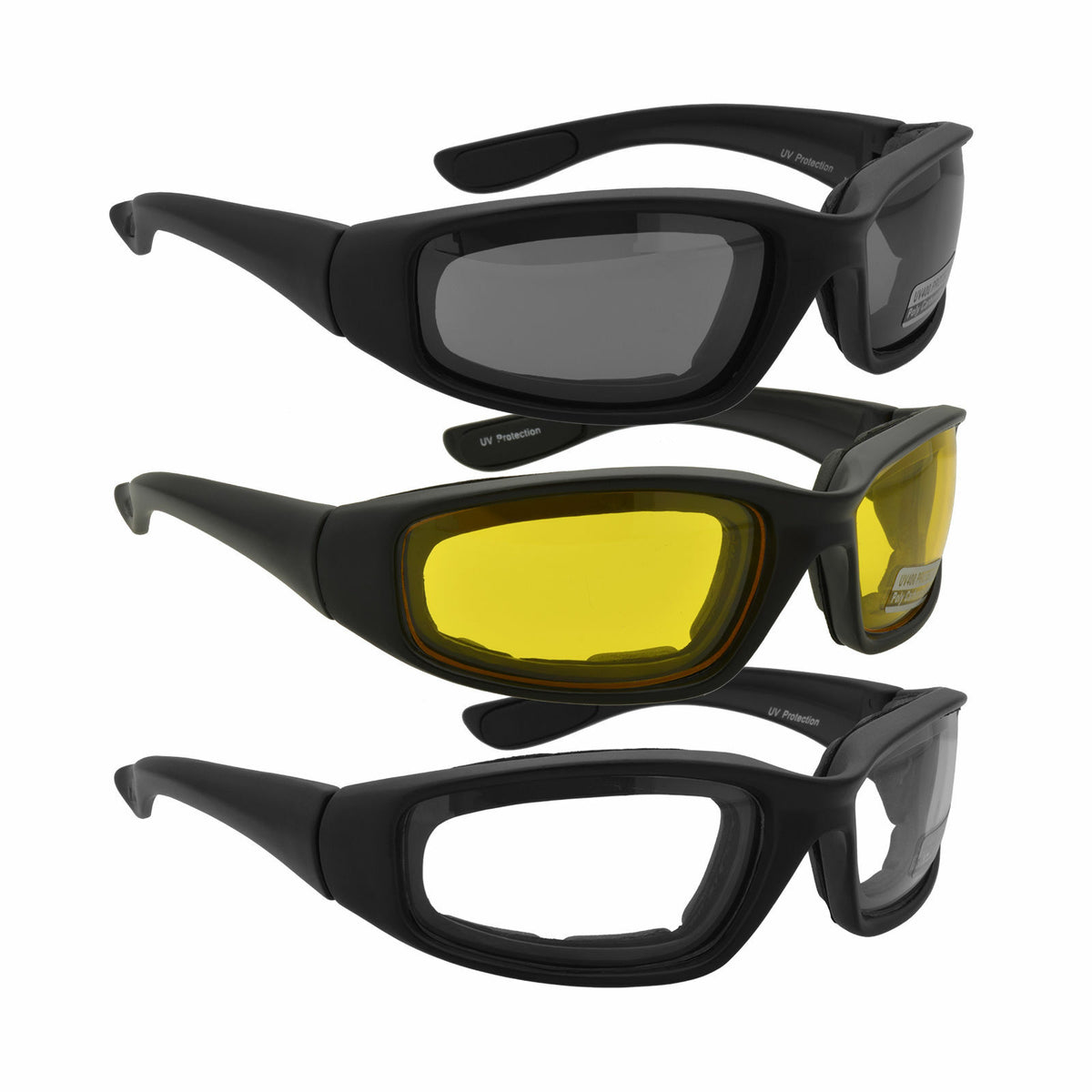 3 Pairs Motorcycle Riding Sunglasses UV400 Windproof Sports Glasses