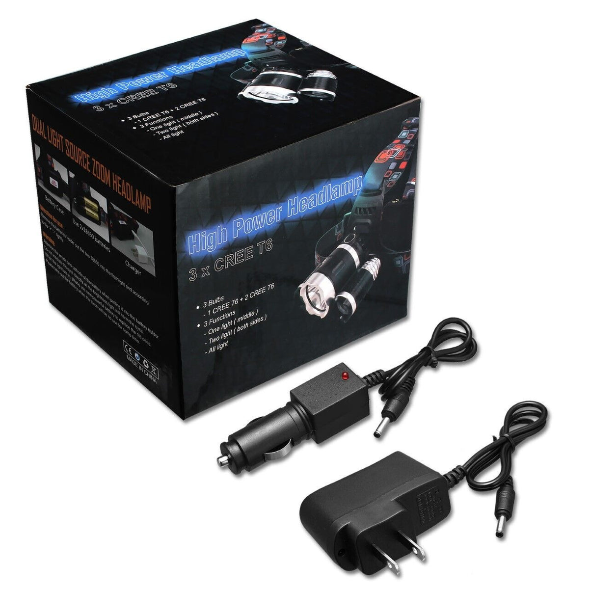 Rechargeable LED Headlamp with Zoomable Focus 990000LM Waterproof Torch