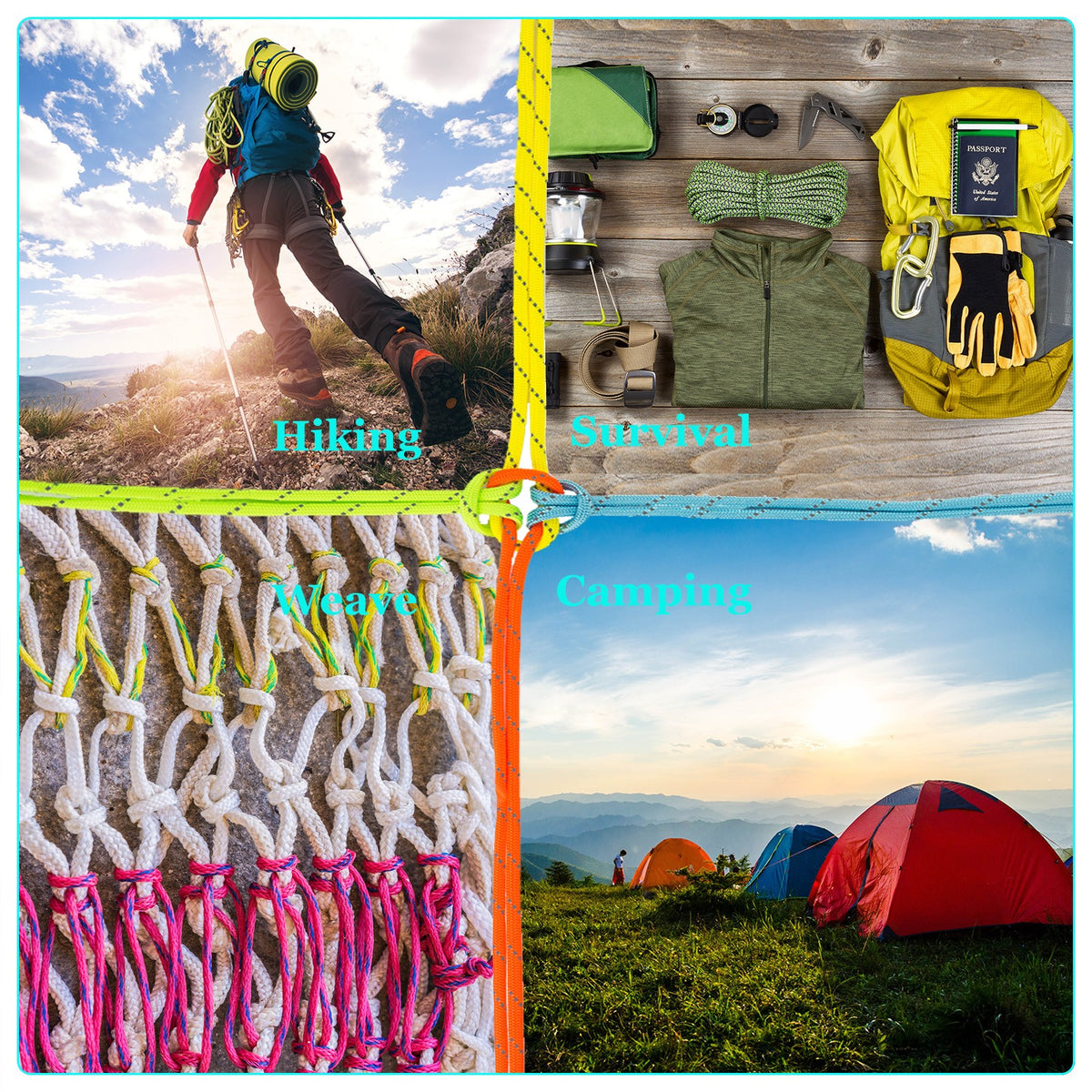 Heavy Duty Paracord 550 Rope for Camping Hiking Survival Tying & Crafting