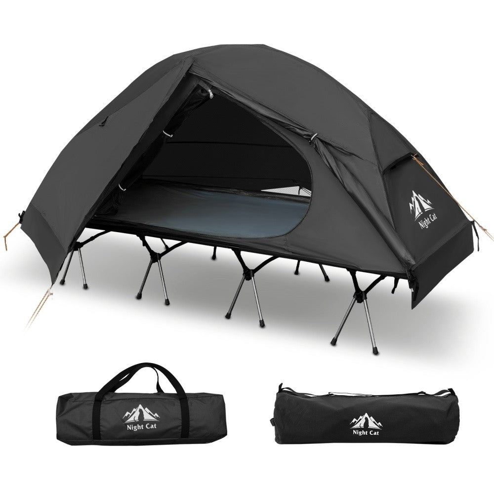 4-in-1 Foldable Camping Cot Tent Set with Rain Cover for Solo Camping