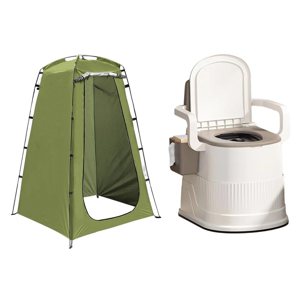 Portable Toilet and Privacy Tent Kit for Outdoor Use - Waterproof & UV-Resistant