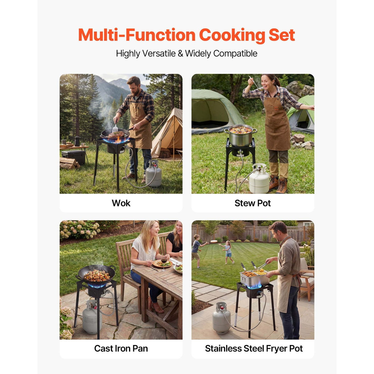 Outdoor Propane Gas Stove for Camping and Cooking - 100,000-225,000 BTU