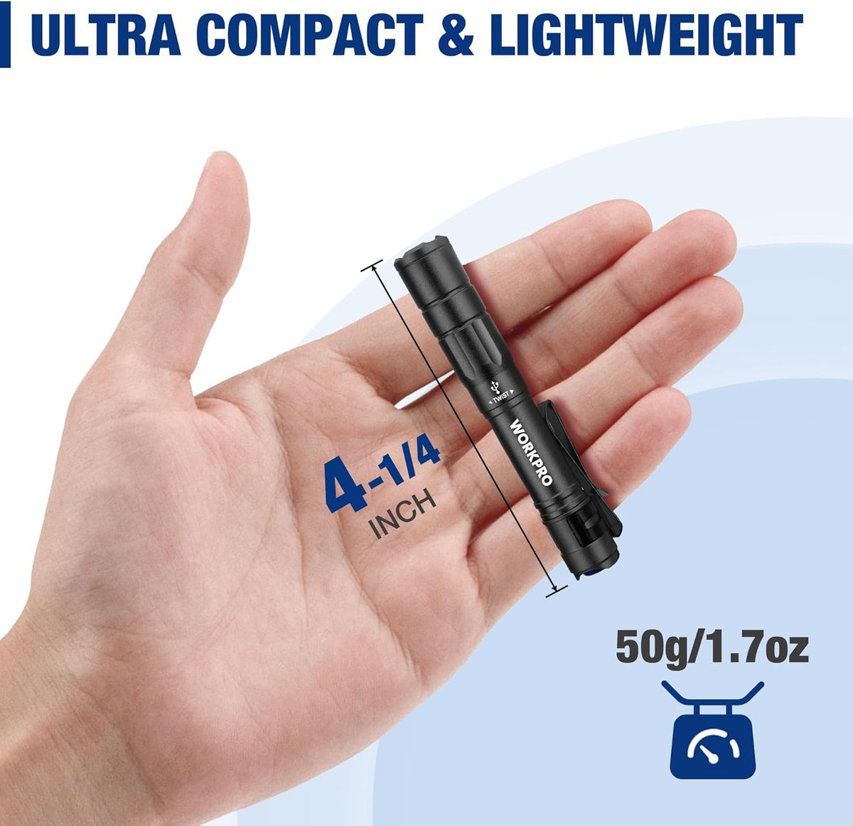 Mini Rechargeable LED Pen Light Flashlight 2 Pack with USB-C Cables