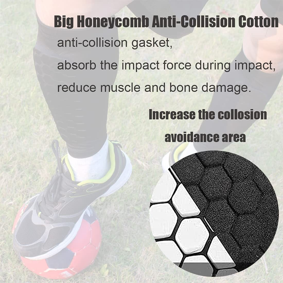 Kids & Adults Soccer Shin Guards Pads Anti-Collision Breathable Protective Gear Black