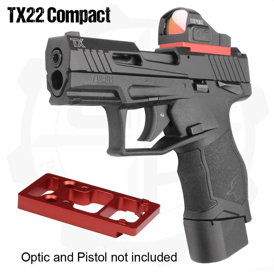 Optic Mount Plate for Taurus TX22 Compact Pistols - Red & Black Anodized