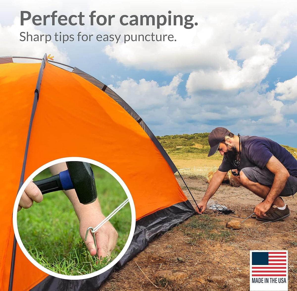 30 Pack Metal Tent Stakes 9 Inches Long for Camping & Gardening