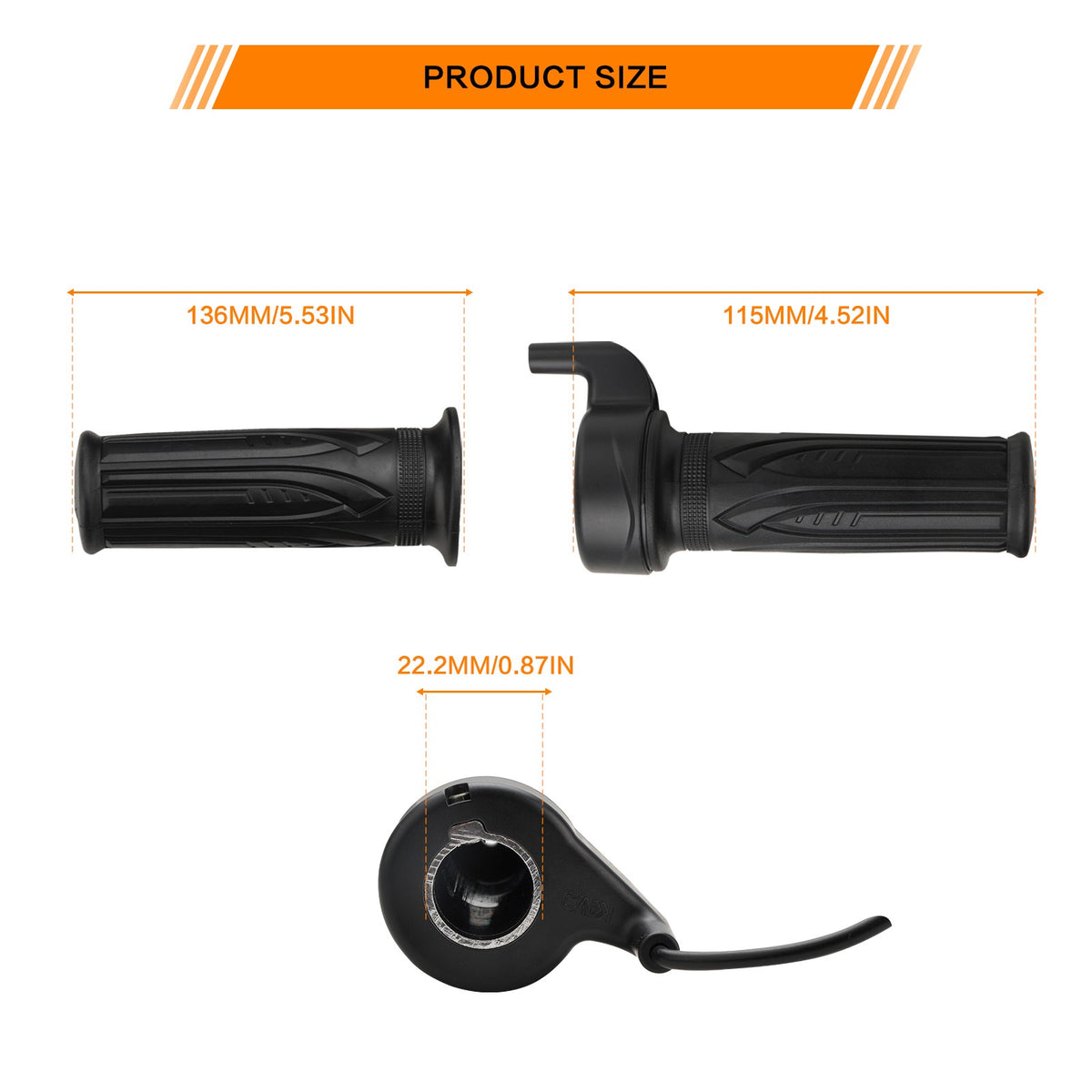 Universal 12V-72V Electric Bicycle Scooter Throttle Grip for Handlebar