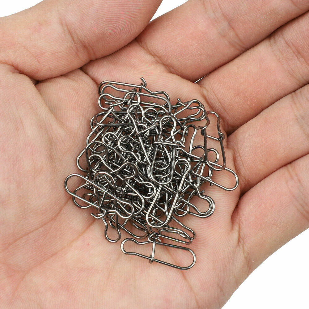 Fishing Snaps Fastlock Clips Barrel Swivels Stainless Steel 100/200PCS