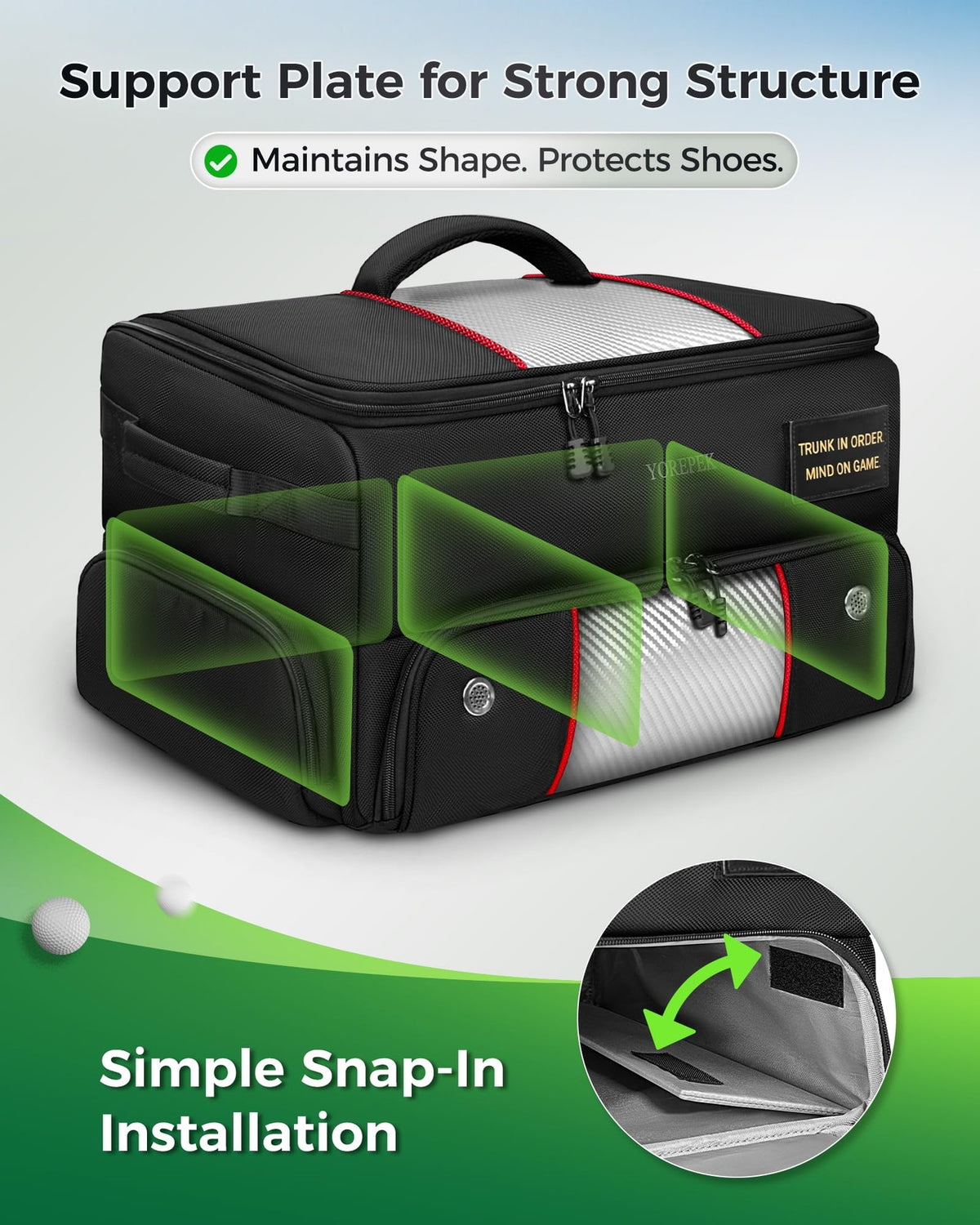 Upgraded Golf Trunk Organizer with Removable Insulated Drink Pouch