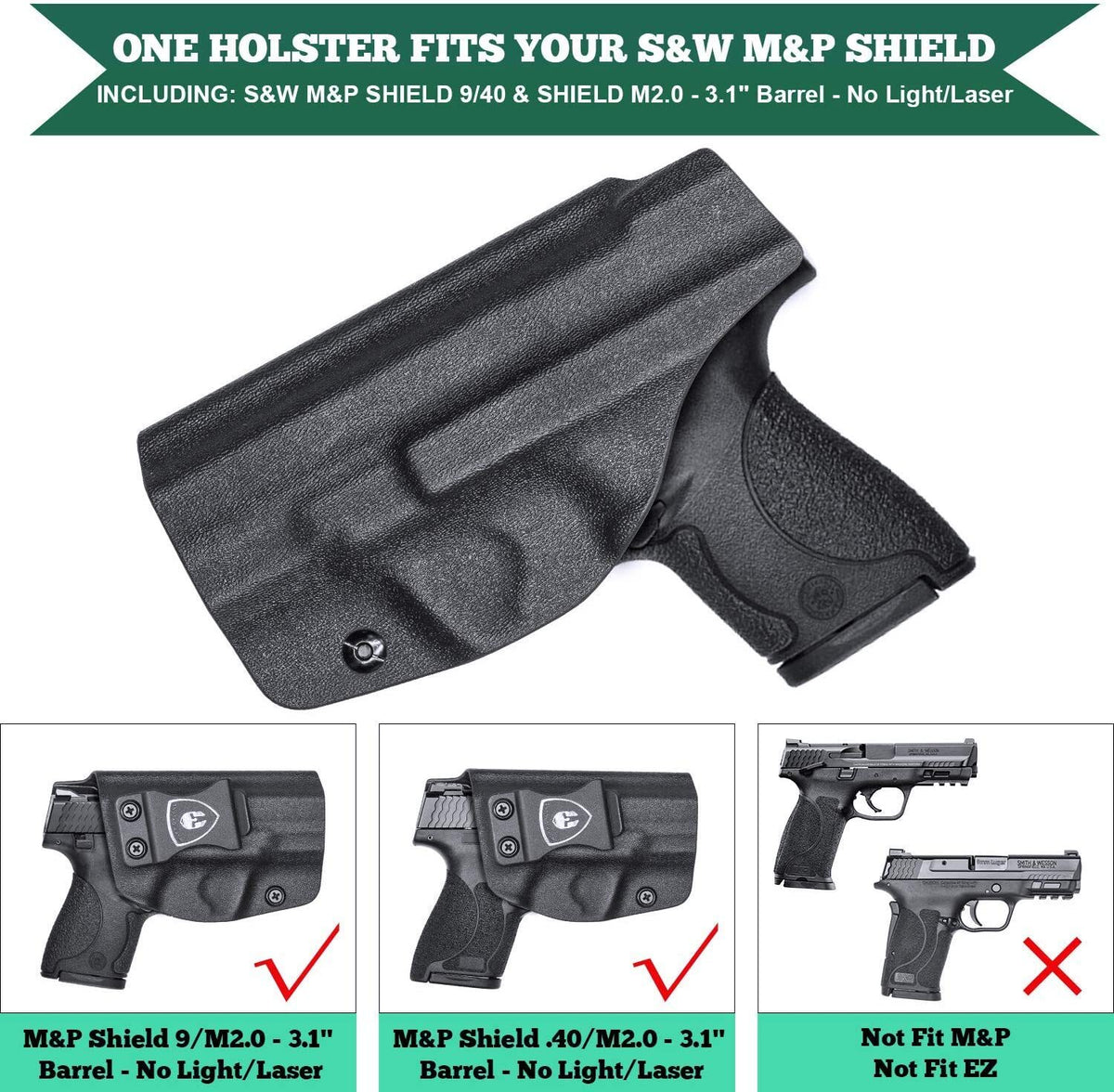 Kydex IWB Holster for Smith & Wesson M&P Shield Plus M2.0 M1.0 9mm/.40