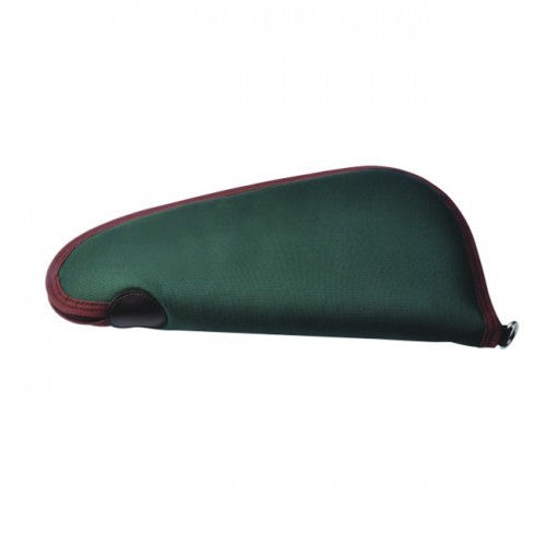 Padded Gun Case for Handguns - Compact, Lockable, Green with Brown Trim