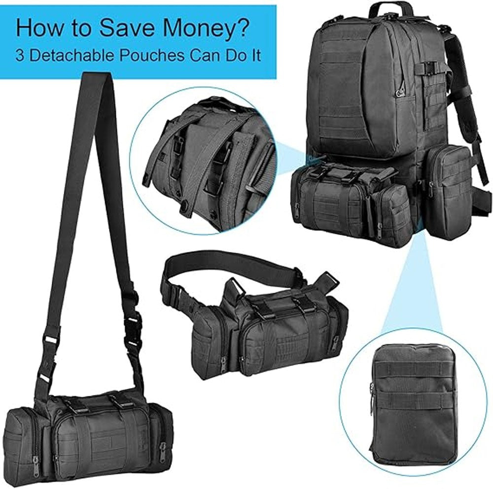 Large Waterproof Tactical Backpack with Molle System for Camping & Hiking