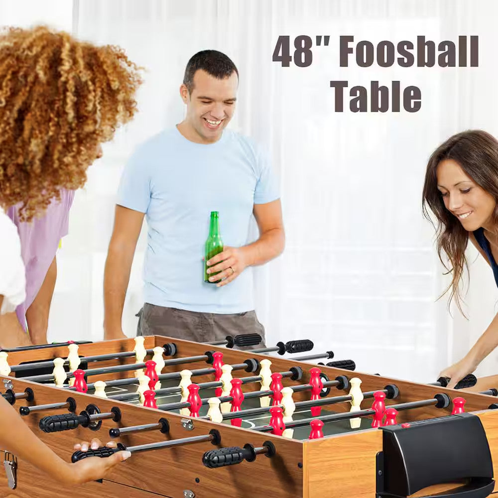 48 In 3-In-1 Multi-Game Table: Foosball, Billiards, Soccer Pool Hockey for Kids