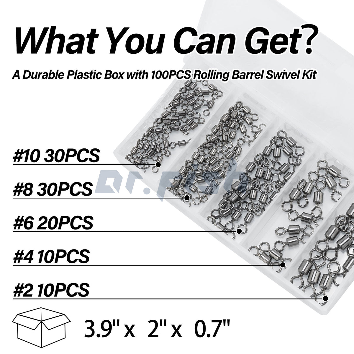 Stainless Steel Fishing Swivels Set - Heavy Duty Barrel & Rolling Rings
