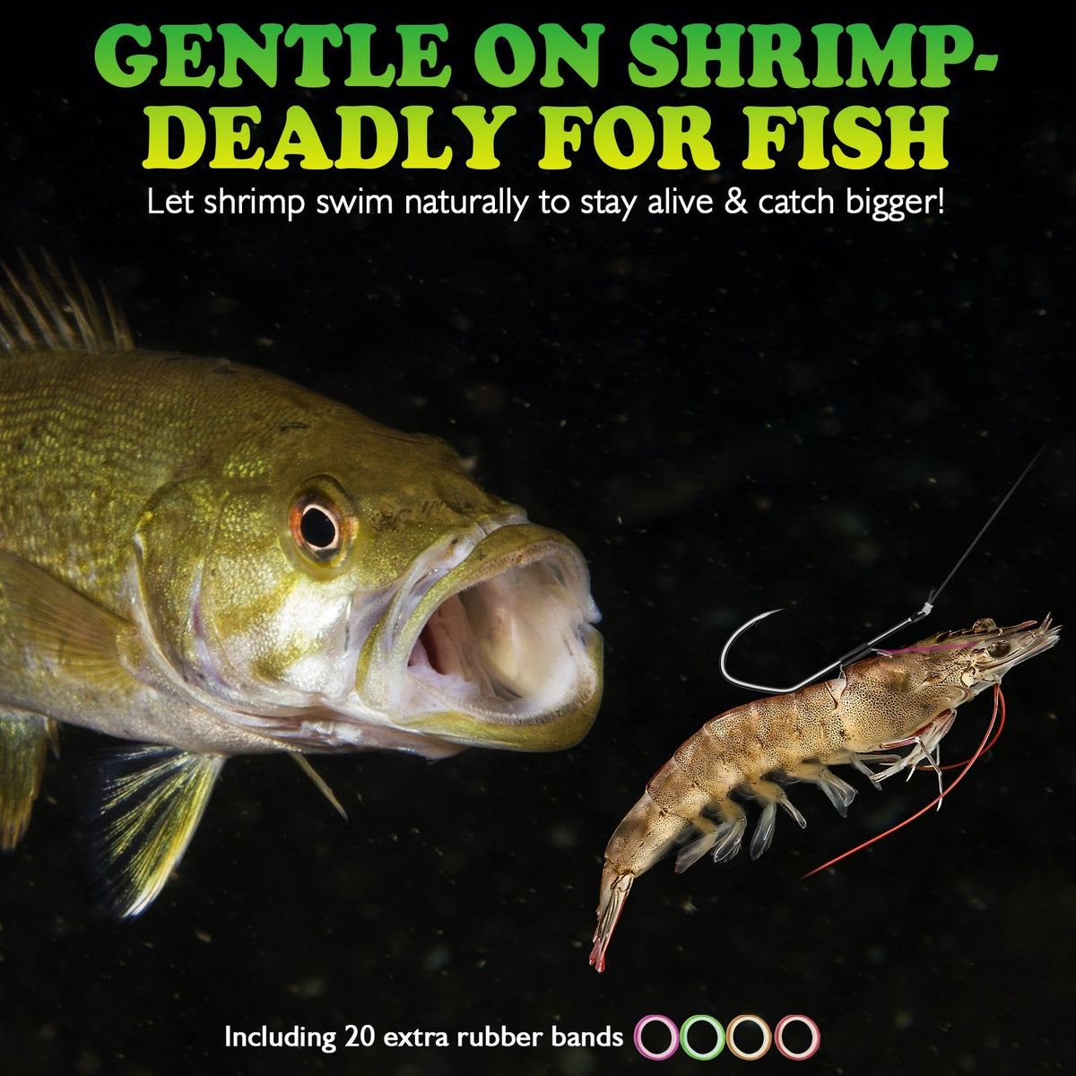20PCS V Bend Live Shrimp Fishing Hooks for Bass Trout Catfish Pike Saltwater & Freshwater