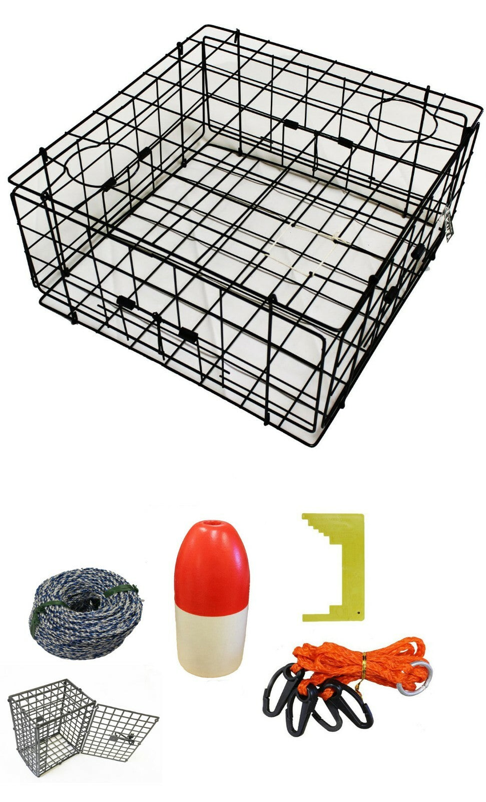 Vinyl Coated Crab Trap 24x24x12 Inches with All Accessories Kit