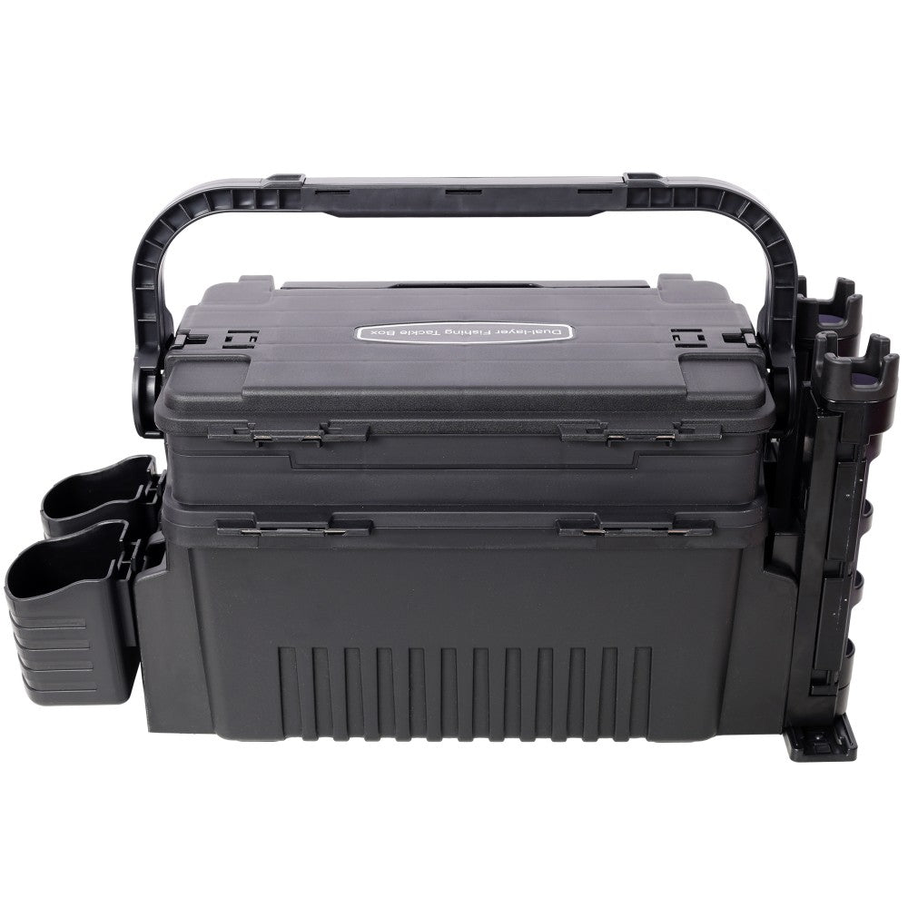 Dual Layer Fishing Tackle Box Organizer with Large Capacity & Portable Handle