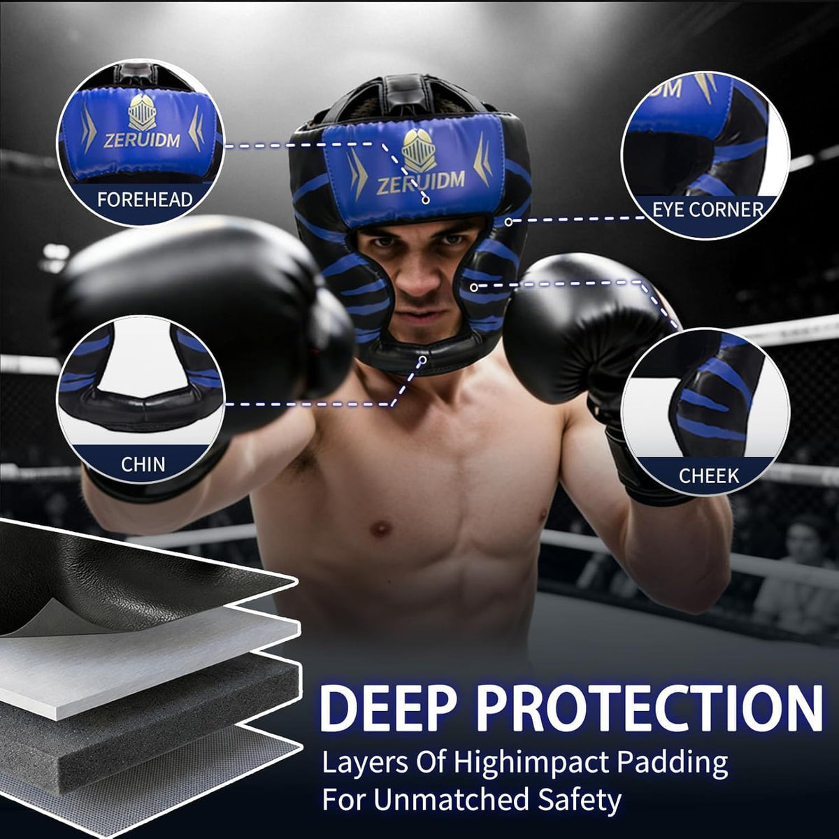 Kids and Adult Boxing Headgear with Tiger Print, Adjustable & Impact-Absorbing