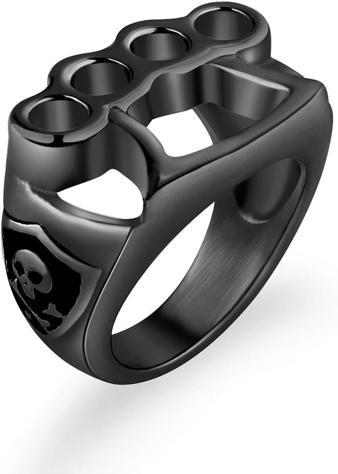 Men's Stainless Steel Knuckle Ring with Skull Design for Boxing & Sports