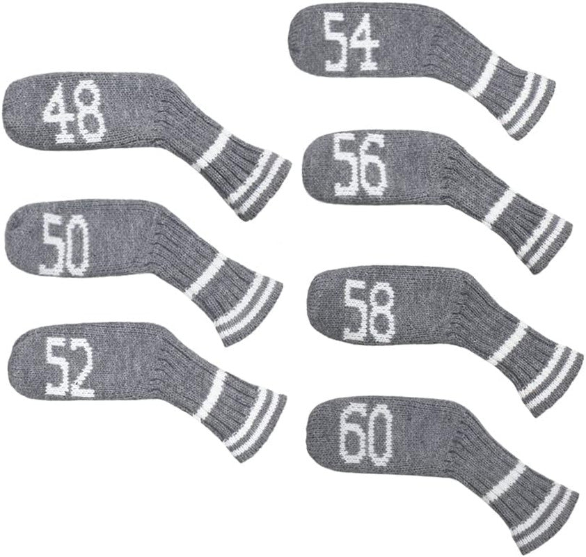 7 Pcs Knitted Golf Head Covers Set for Irons Wedges - Club Protection