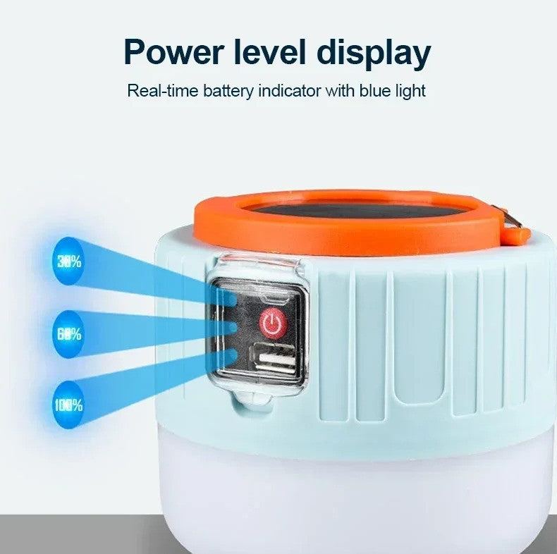 Solar LED Camping Lantern Power Bank Waterproof Emergency Light