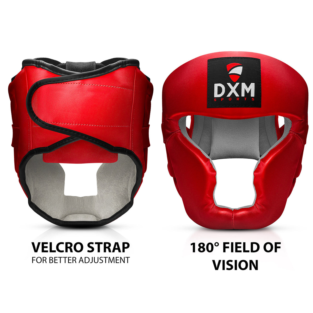 Full Face Boxing Headgear MMA Kickboxing Training Helmet Protective Gear - Red