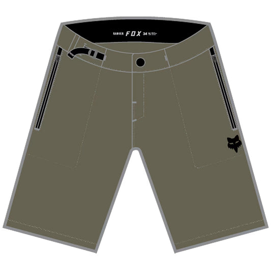 Men's Mountain Bike Shorts with Removable Liner - Dark Green, Size 30