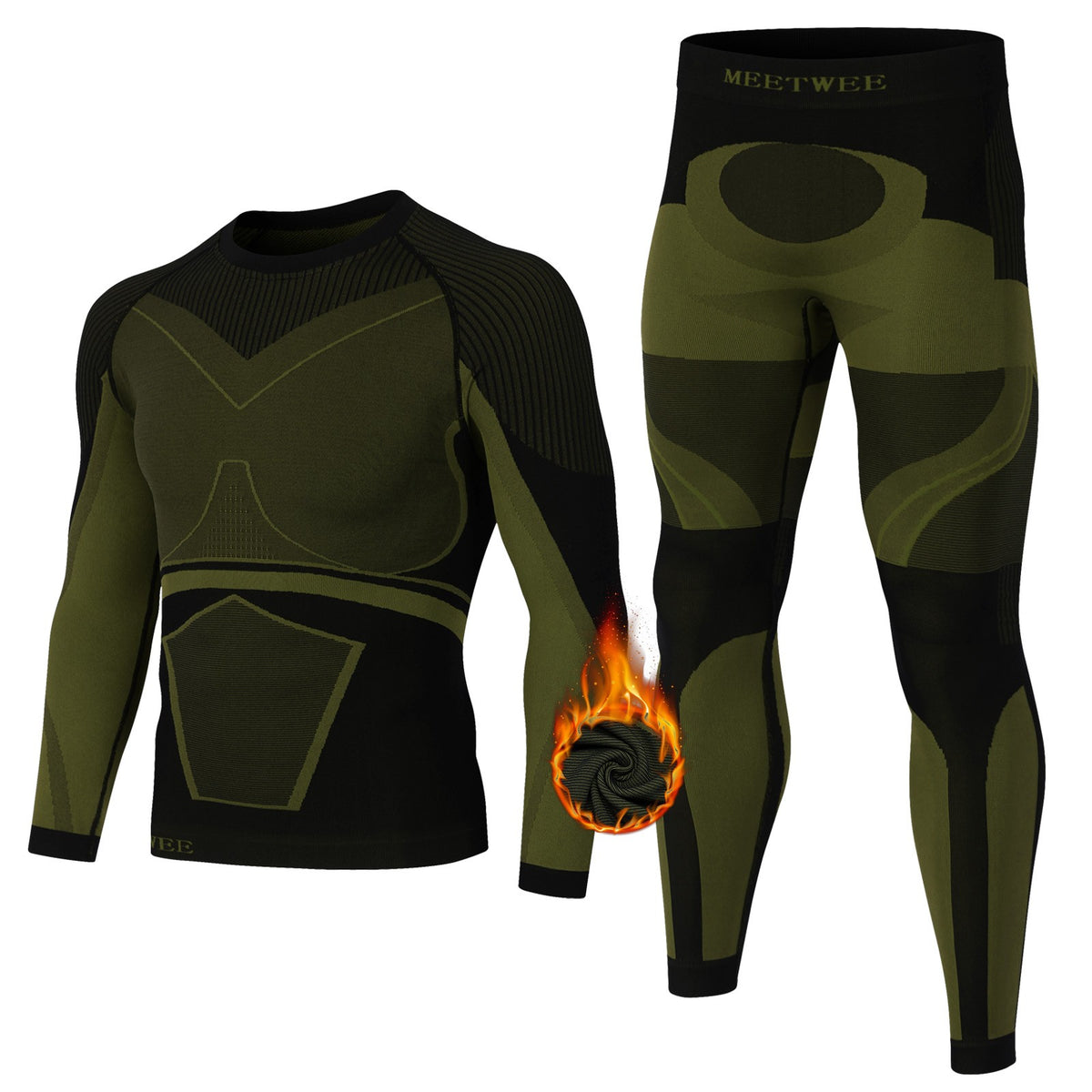 Men's Winter Fleece-Lined Thermal Long Johns Set Warm Underwear