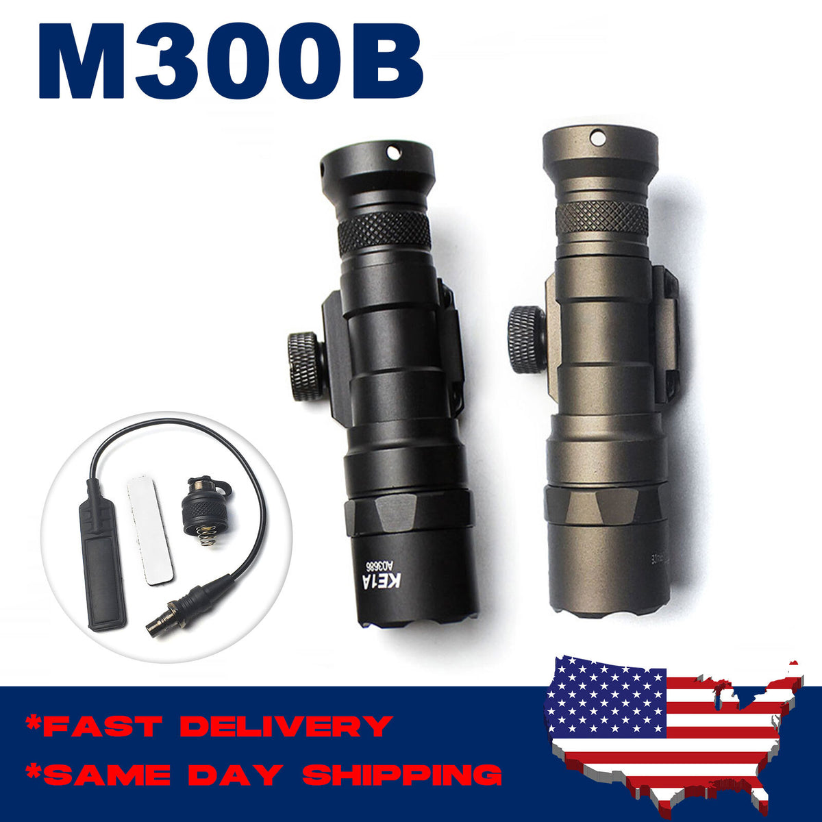 Tactical LED with Pressure Switch & Tail Cap - Black