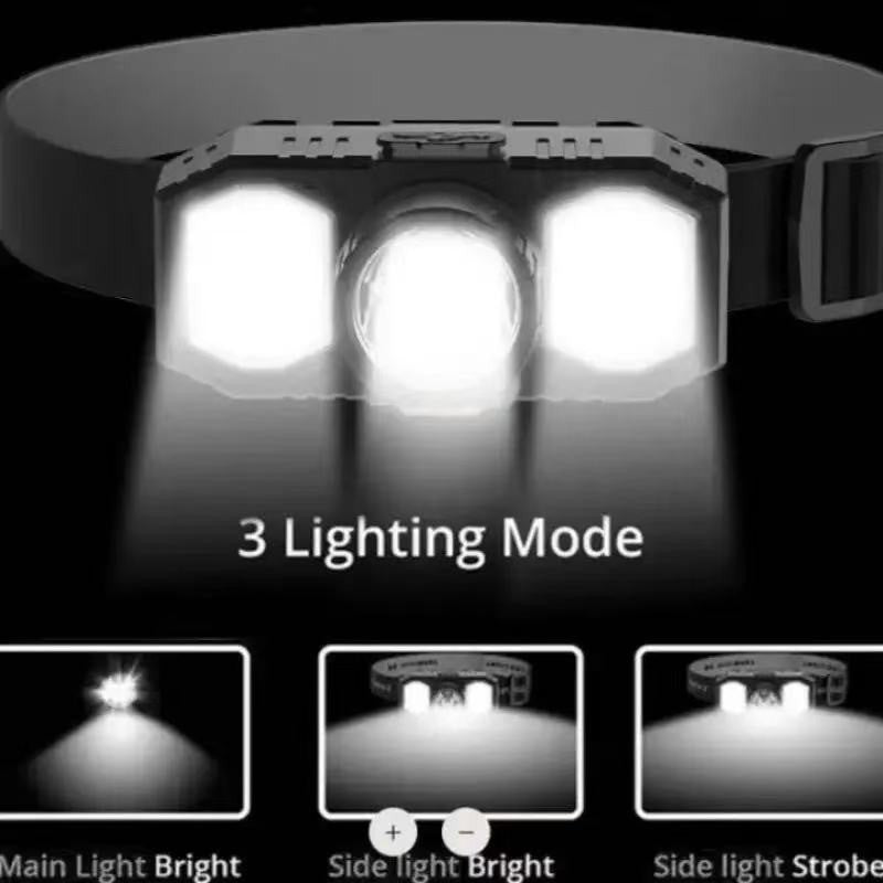 Rechargeable LED Headlamp with USB Charging & Adjustable Fit - Camping Light