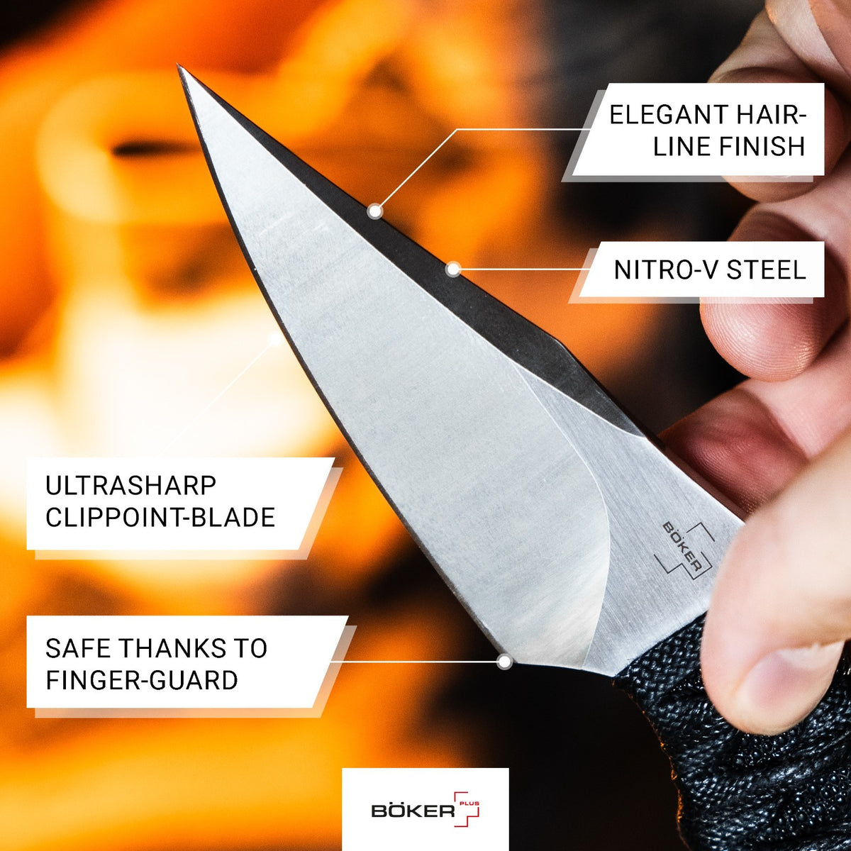 Fixed Blade Knife with Nitro-V Blade and Fish Skin Handle - Tactical Outdoor Use