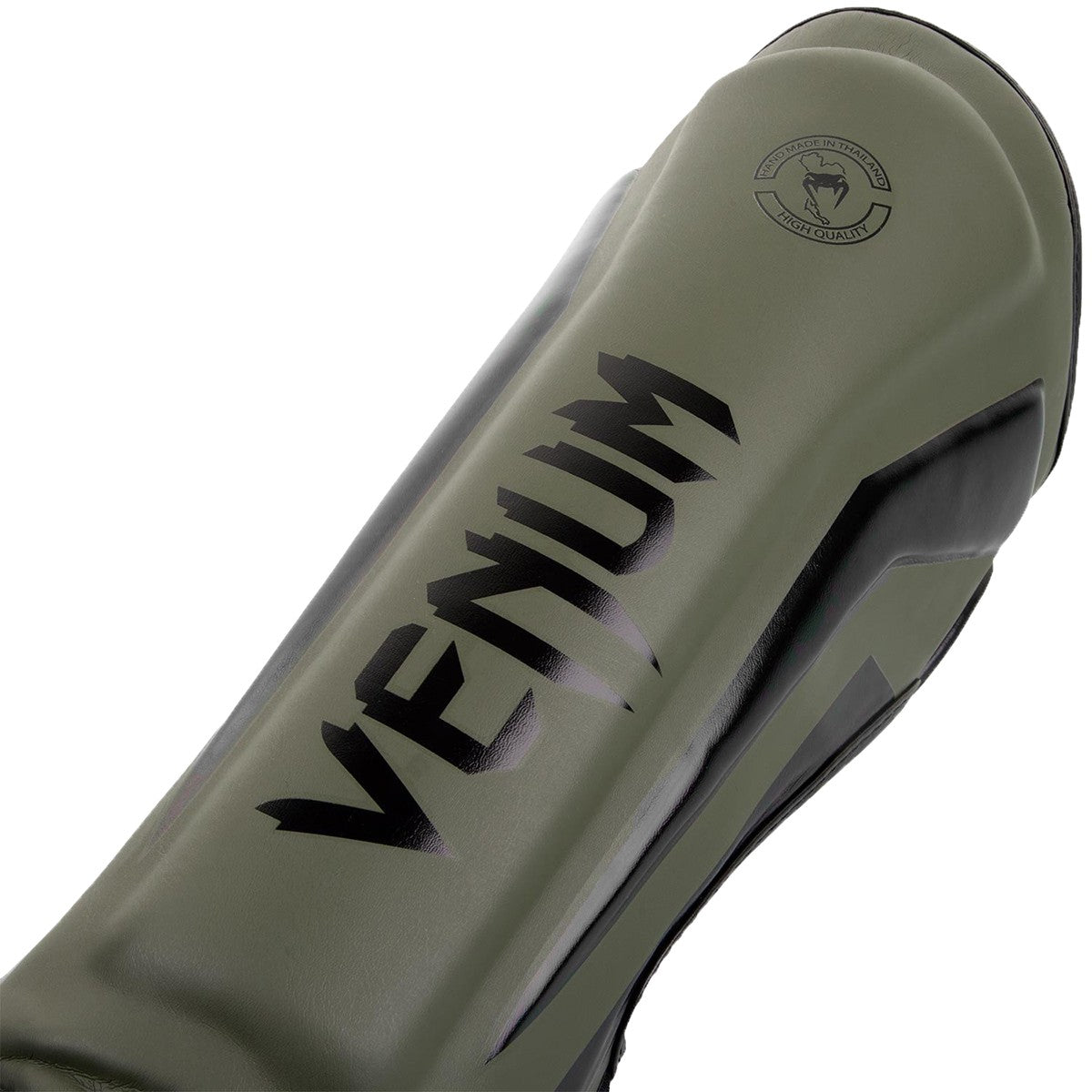 Lightweight Hook and Loop Shin Guards for Kickboxing and Muay Thai - Khaki/Black