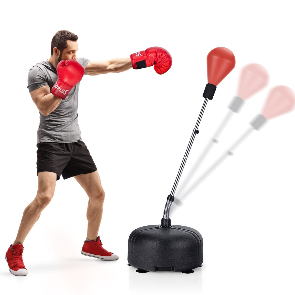 Adjustable Freestanding Punching Bag with Stand and Boxing Gloves for Kids and Adults