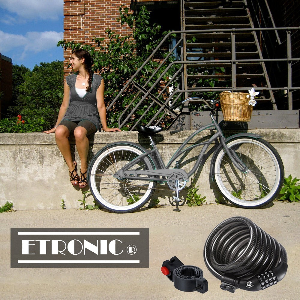 6 ft Bike Lock Cable with Resettable Combo - Anti-Theft Security, Braided Steel