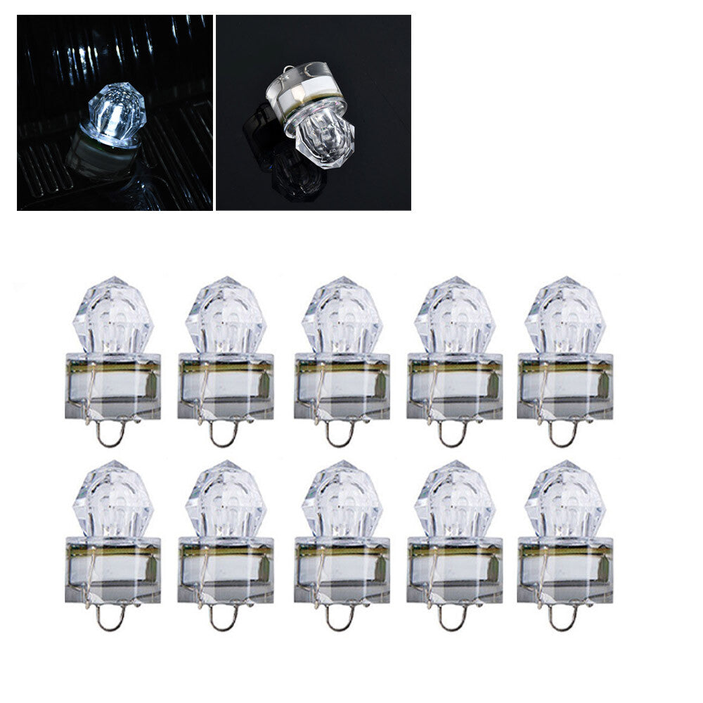 Deep Drop Underwater Fishing LED Flash Light Set - White, 10 Pcs