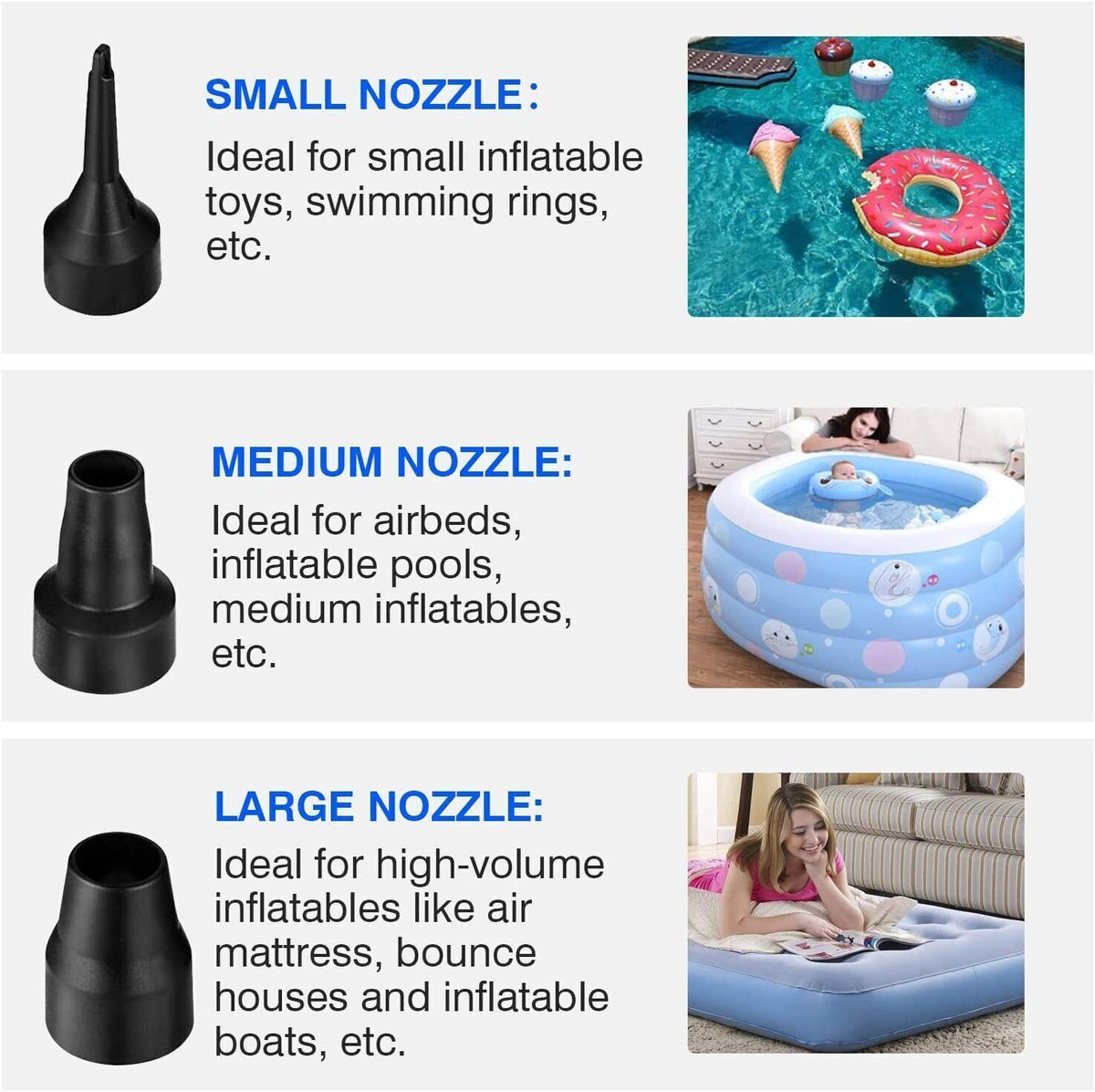 12V Electric Air Pump for Inflatables, Air Mattress, Pool Floats, Boat