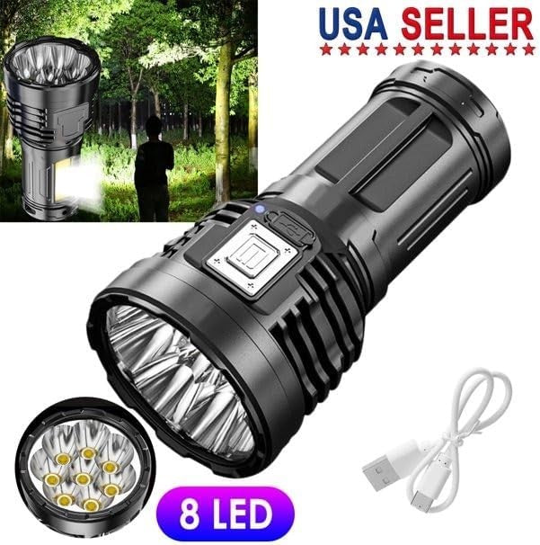 High Power Rechargeable LED Flashlight 12000000LM Tactical Torch USB