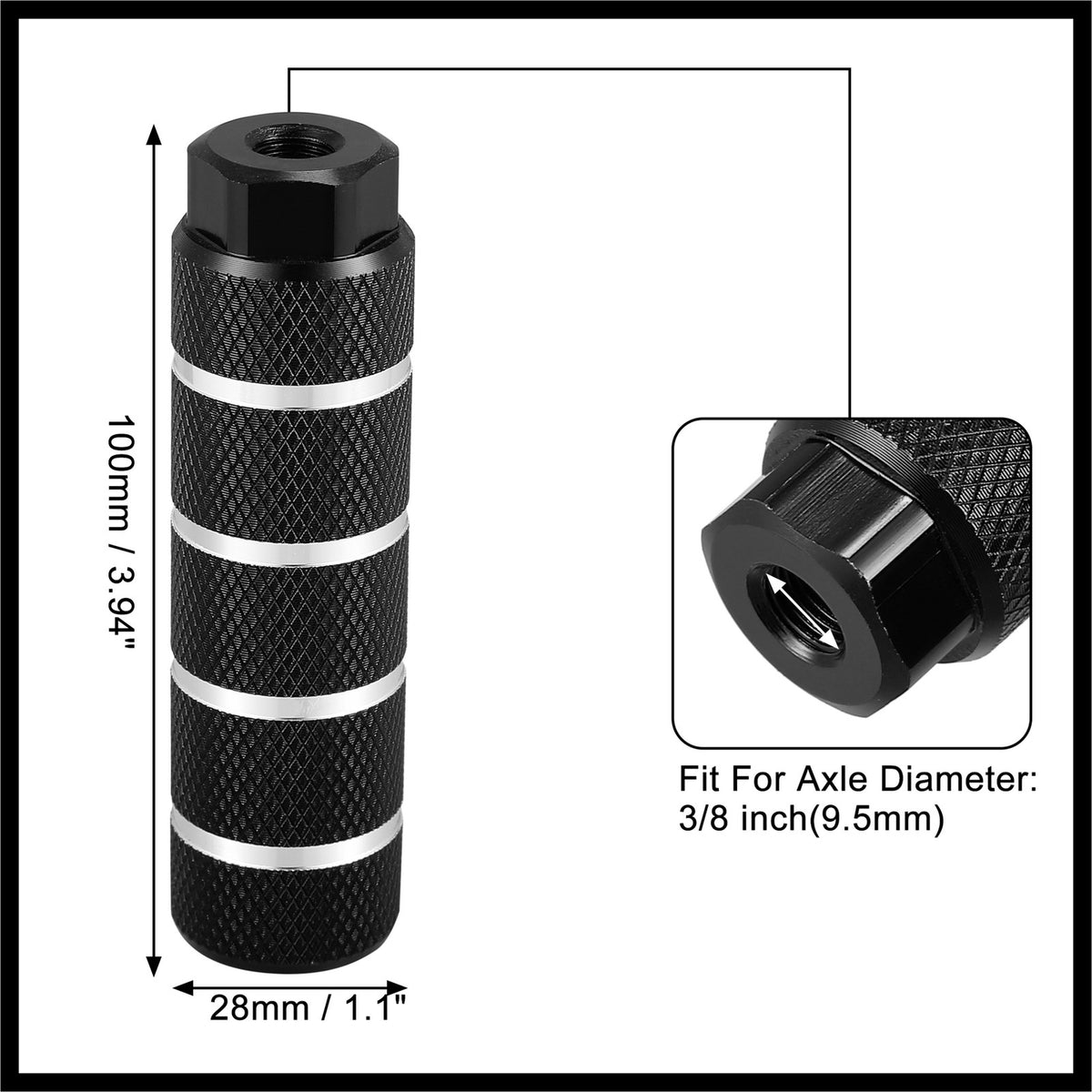 Aluminum Alloy Bicycle Rear Foot Pegs for BMX MTB 3/8 Inch Axles - Set of 4