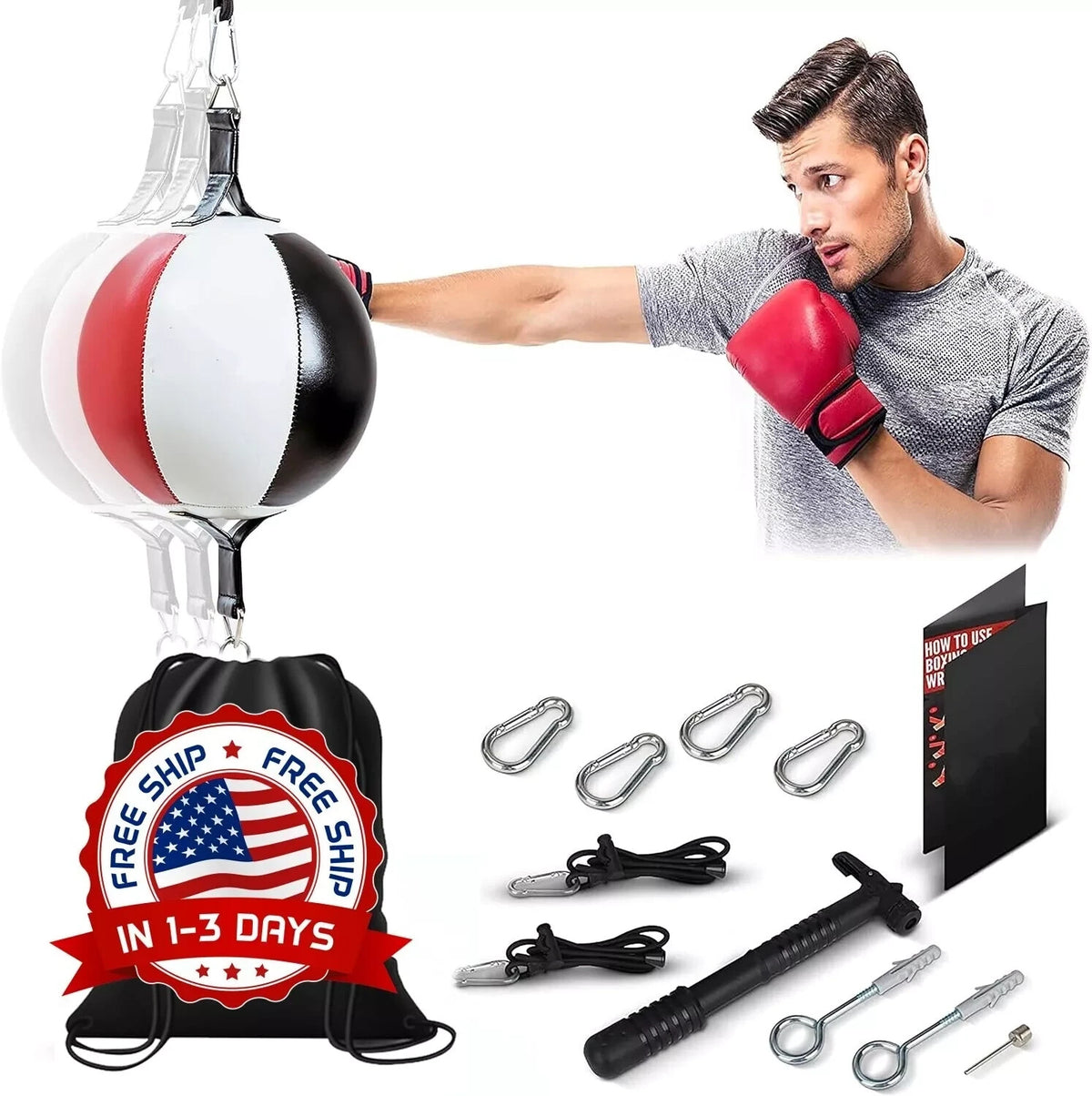Double End Boxing Speed Bag Set - Reflex Training Equipment for Martial Arts