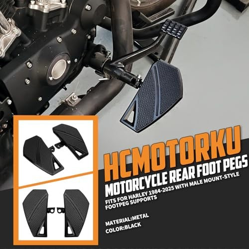 Passenger Foot Pegs for Harley Motorcycles - Black Aluminum Support