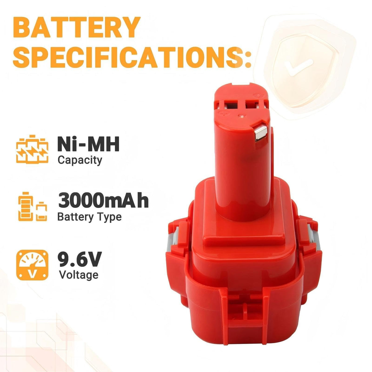 9.6V 3.0Ah NiMH Power Tool Battery Kit for Makita PA09 9120 9134