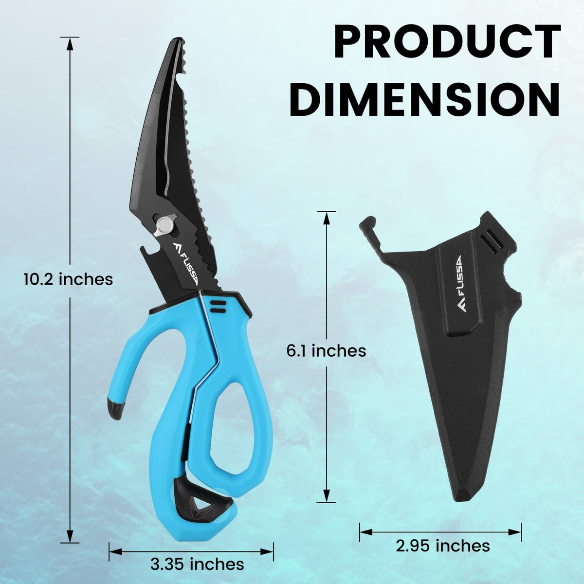 10-Inch Stainless Steel Detachable Fishing Scissors with Fish Scaler & Multi-Tool