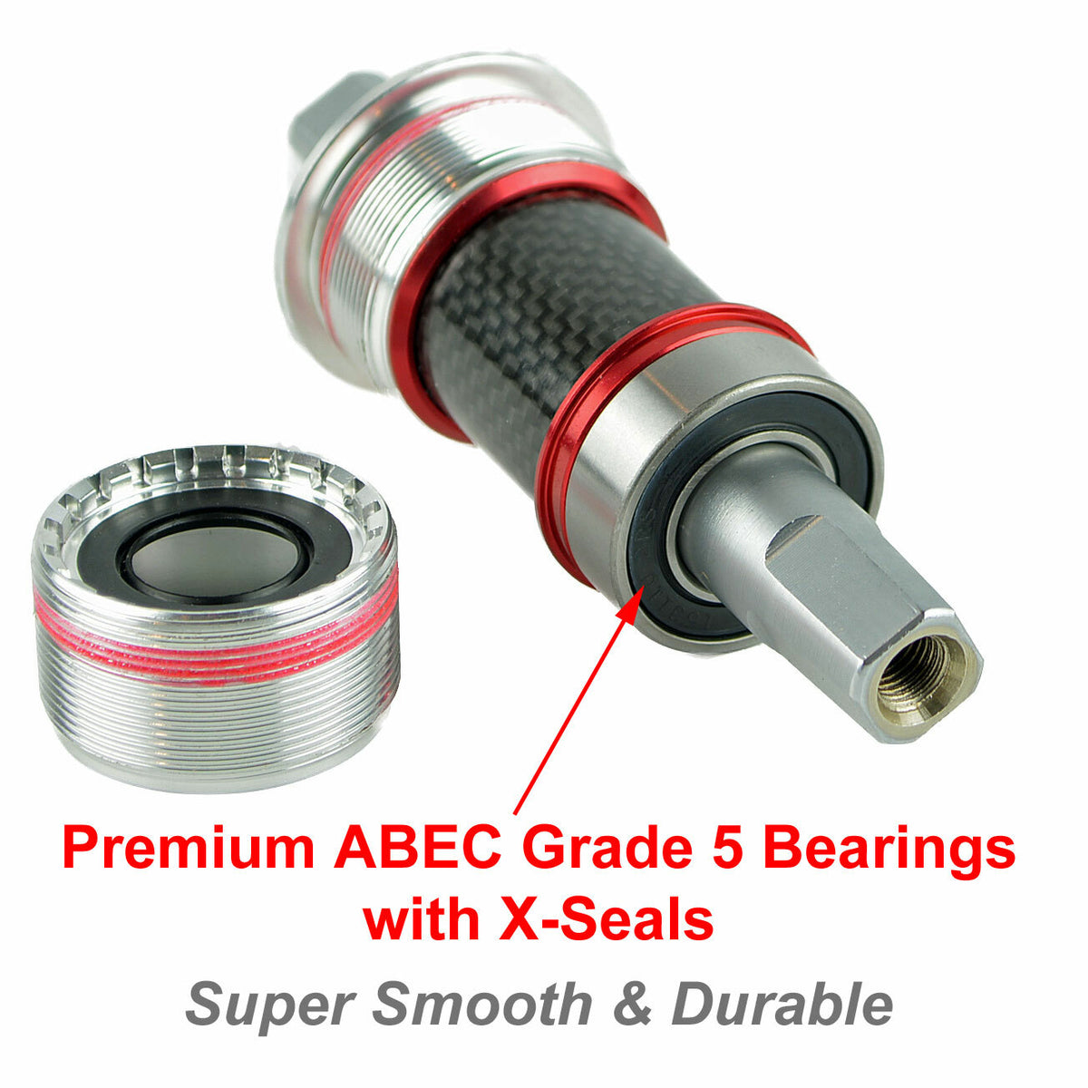 OMNI Racer CroMoly Steel Bicycle Bottom Bracket - JIS Square Taper, Multiple Lengths & Shell Widths