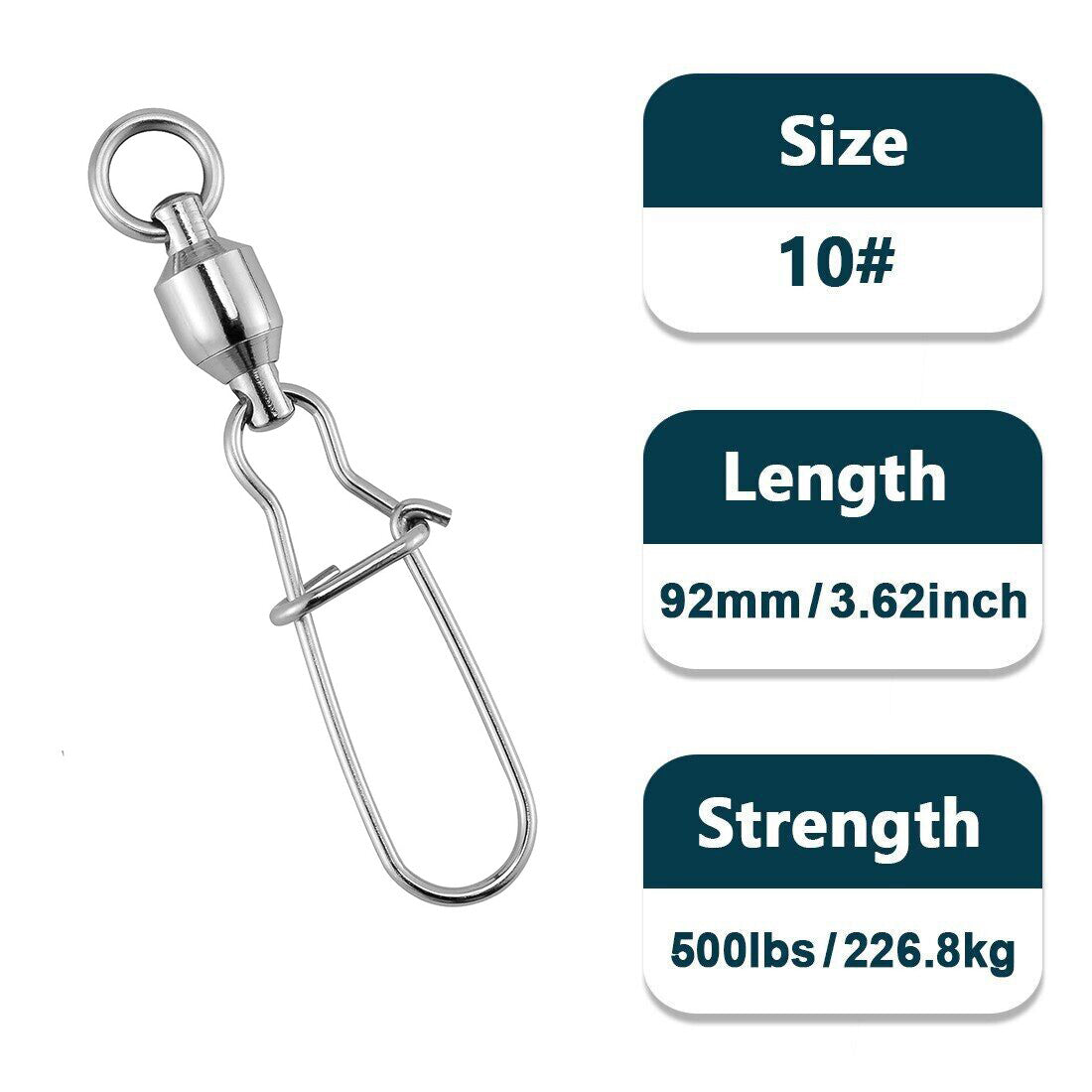 Fishing Ball Bearing Swivels with Duo Lock Snap - Multiple Sizes & Quantities