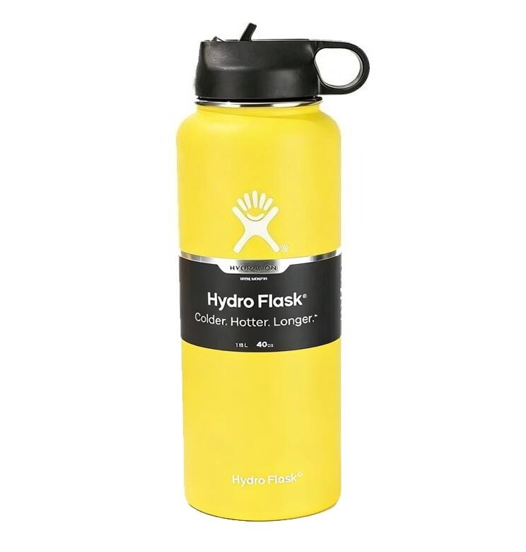 40 oz Vacuum Insulated Stainless Steel Water Bottle with Wide Mouth and Leakproof Straw Lid